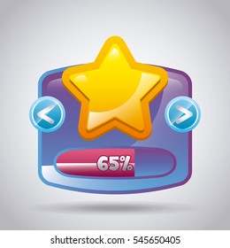 glossy star and level bar ico over whiet background. colorful design. vector illustration