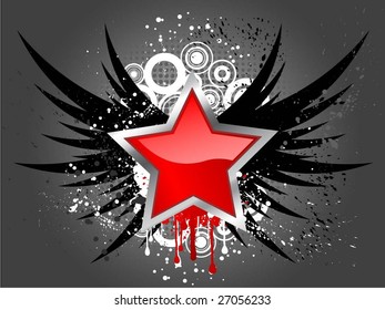 Glossy star on grunge