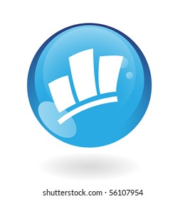 Glossy stats in blue button isolated on white