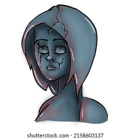 Glossy statue of a girl, can be used for an avatar.