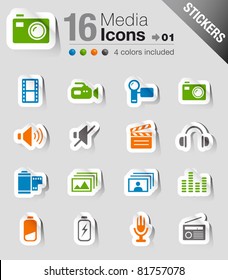 Glossy Stickers - Media Icons