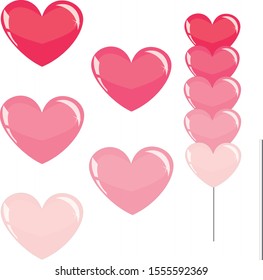 Glossy Strawberry Pink Valentine Heart, glass, lollipop cut files for cricut, eps AI iron on T-shirt