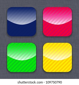 Glossy striped colorful app icon templates on linen background. Vector illustration