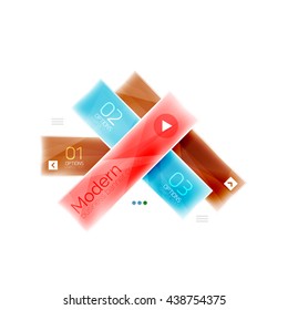 Glossy stripes business infographics. Shiny modern geometric info box banner. Glass style vector illustration template. Abstract background