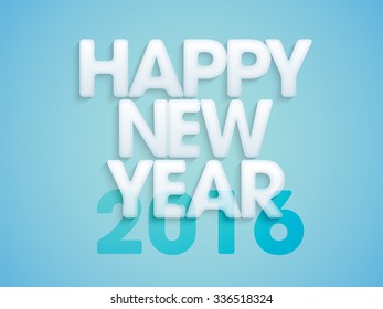 Glossy stylish text Happy New Year 2016 on blue background, Can be used as greeting card design.