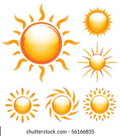 Glossy sun icons vector illustration