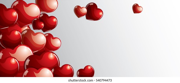Glossy sweet hearts isolated on a white background