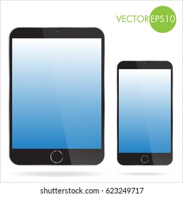 Glossy tablet and phone isolated vector icon