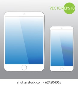 Glossy tablet and phone isolated vector icon