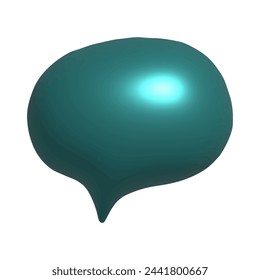 Glossy Teal Speech Bubble Floating Against a Plain Background