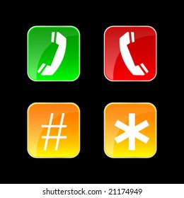 glossy telephone buttons