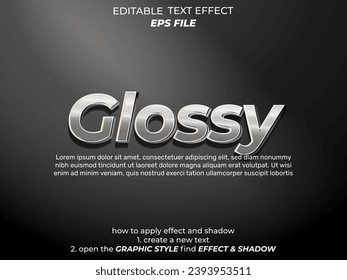 glossy  text effect, font editable, typography, 3d text. vector template