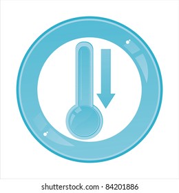 glossy thermometer sign isolated on white
