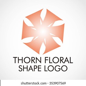 Glossy thorn floral of shine star abstract vector and logo design or template circle business icon of company identity symbol concept