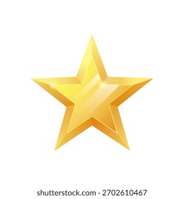 Glossy three dimensional gold five pointed star vector illustration graphic design.