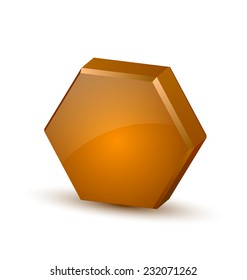 Glossy three dimensional honeycomb icon on white background