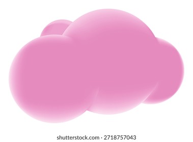 Forma de nube abstracta rosa tridimensional brillante renderizada con sombreado suave aislado contra un fondo blanco limpio para conceptos de diseño modernos