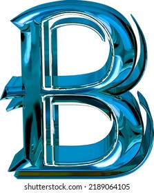 Glossy three-dimensional letters in blue. letter b