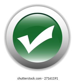 Glossy Tick Mark Sign  Button