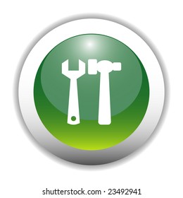 Glossy Tools Sign Icon Button