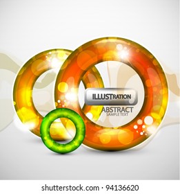 Glossy translucent rings - donuts. Abstract eps10 vector background