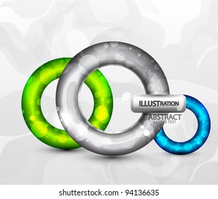 Glossy translucent rings - donuts. Abstract eps10 vector background