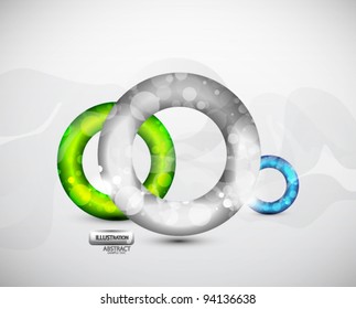 Glossy translucent rings - donuts. Abstract eps10 vector background