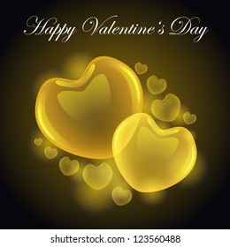Glossy transparency hearts on Valentine's card- illustration