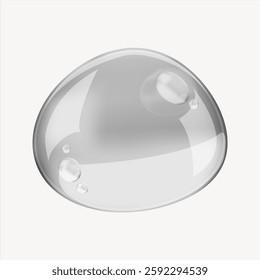 Glossy transparent bubble with reflections. Smooth, round bubble design. Shiny bubble illustration on a white background. Perfect for bubble-themed graphics. Isolated vector illustration.