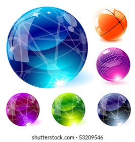 Glossy transparent spheres. Vector.
