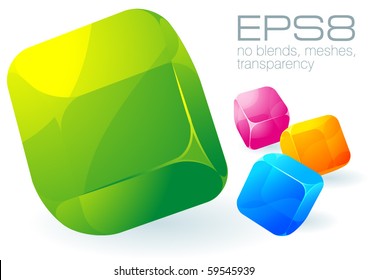 Glossy transparent vector cubes.