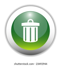 Glossy Trash Sign Icon Button