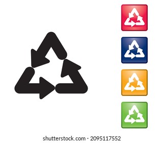 Glossy triangle round arrow icon symbol illustration set. Infographics