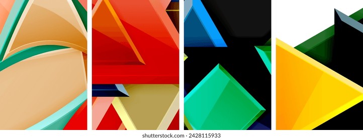 Conjunto de póster geométrico de triángulos brillantes para papel pintado, tarjeta de visita, cubierta, póster, banner, folleto, encabezado, sitio web