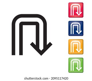 Glossy U-turn arrow icon symbol illustration set. Infographics