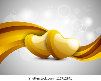 Glossy valentine heart with ribbon. EPS 10.