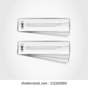 Glossy vector badges / banners attached with shiny metallic staples