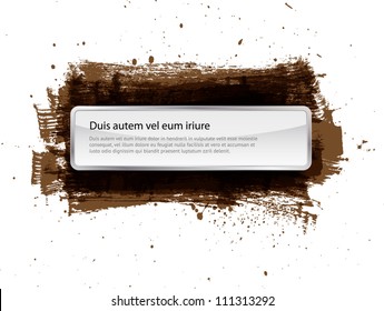 Glossy vector banner over painted grungy brown background