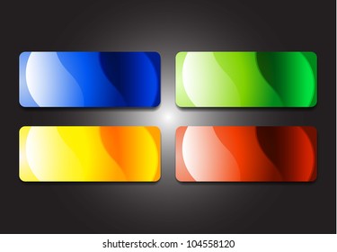 Glossy vector buttons. Blue, green, orange and red