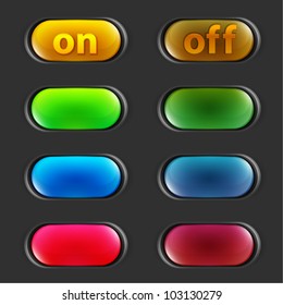 Glossy vector buttons colorful with shadows and reflections