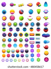 Glossy Vector Buttons, Icons, Logos, Web Elements, Sign, Symbol Shapes Set