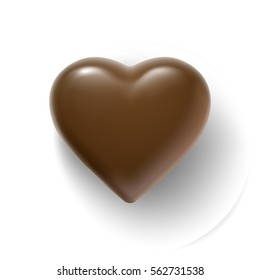 Glossy Vector Chocolate Heart Bonbon. Good For Valentine' Day Design.