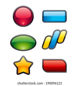 Glossy vector color different shape buttons
