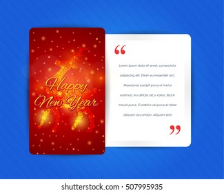 Glossy Vector Elements and Text Section with Happy New Year Greeting Card Design, Merry Christmas Concept Celebration Messages and Postcard, Flyer, Poster Template or Web Banner Illustration