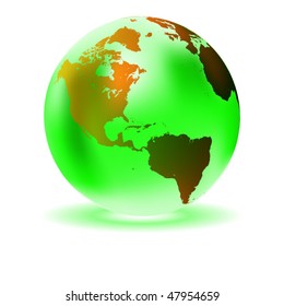 Glossy vector glass globe with green earth in eps10