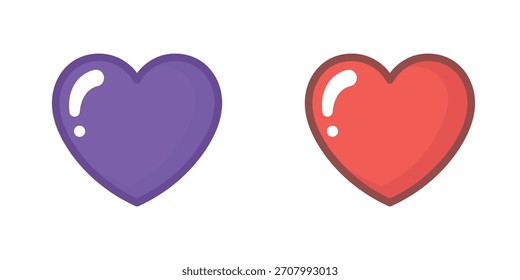 Conjunto de íconos de corazón de Vector brillante | Símbolos de amor, favoritos y me gustan las redes sociales