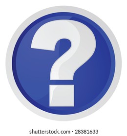Glossy vector illustration of a blue sign with a question mark, typically used for information or help desks