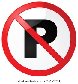 Glossy vector illustration of a classic no parking sign