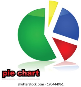 Glossy vector illustration of a colorful pie chart graph