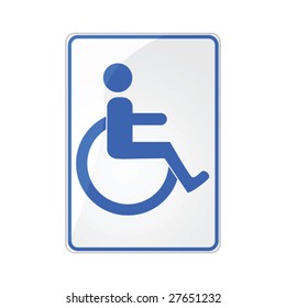 Glossy vector illustration of a disabled person sign - blue over white